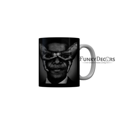 FunkyDecors Men Face Black Quotes Ceramic Coffee Mug, 350 ml
