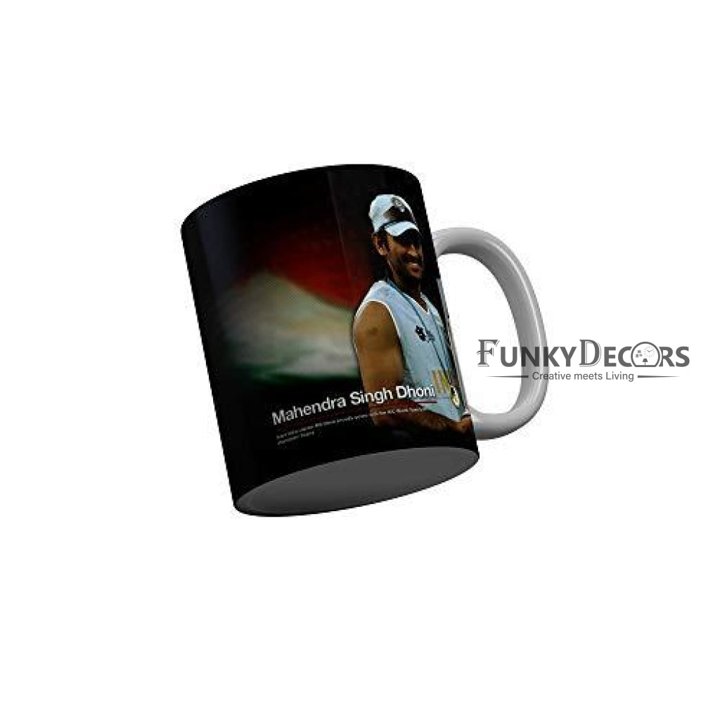 Funkydecors Ms Dhoni Indian Cricket Team Player Ceramic Mug 350 Ml Multicolor Mugs
