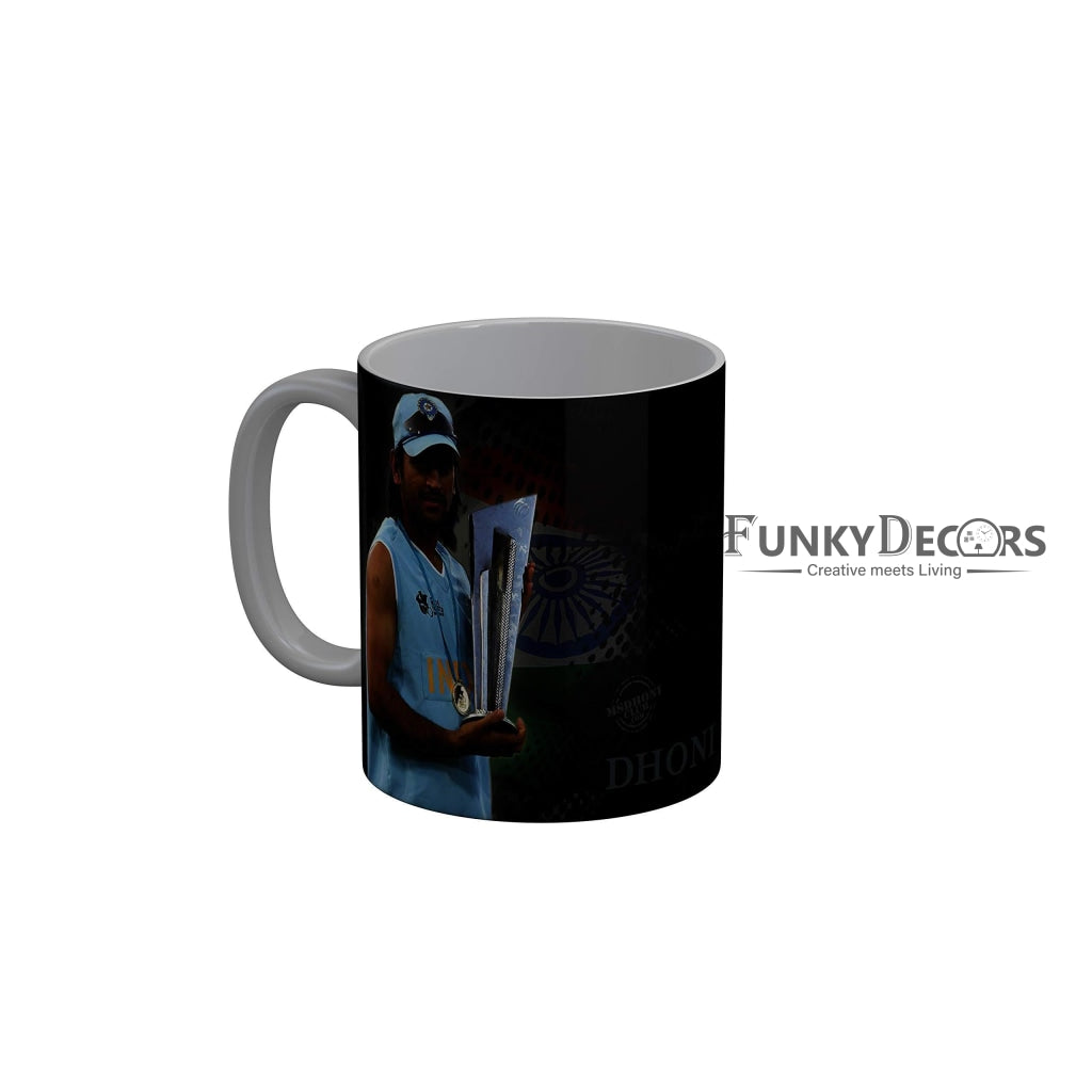 Funkydecors Ms Dhoni Indian Cricket Team Player Ceramic Mug 350 Ml Multicolor Mugs