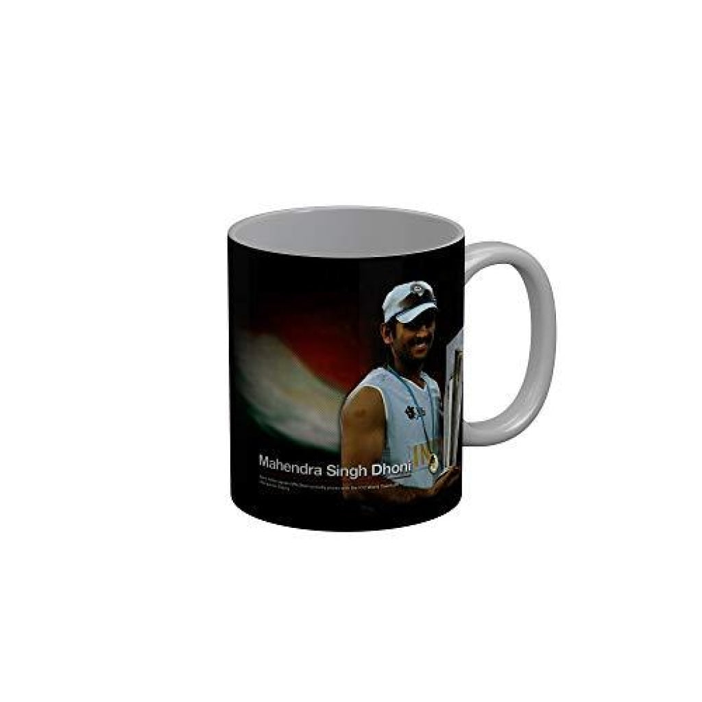 Funkydecors Ms Dhoni Indian Cricket Team Player Ceramic Mug 350 Ml Multicolor Mugs