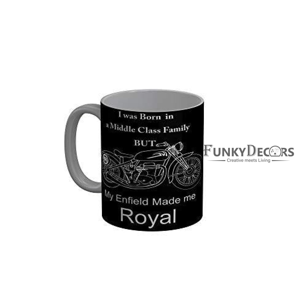 Funkydecors My Enfield Made Me Royal Black Quotes Ceramic Coffee Mug 350 Ml Mugs