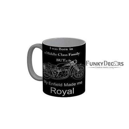 Funkydecors My Enfield Made Me Royal Black Quotes Ceramic Coffee Mug 350 Ml Mugs