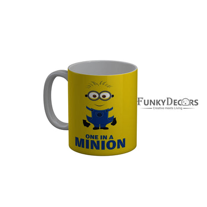 FunkyDecors One In A Minion Yellow Quotes Ceramic Coffee Mug, 350 ml