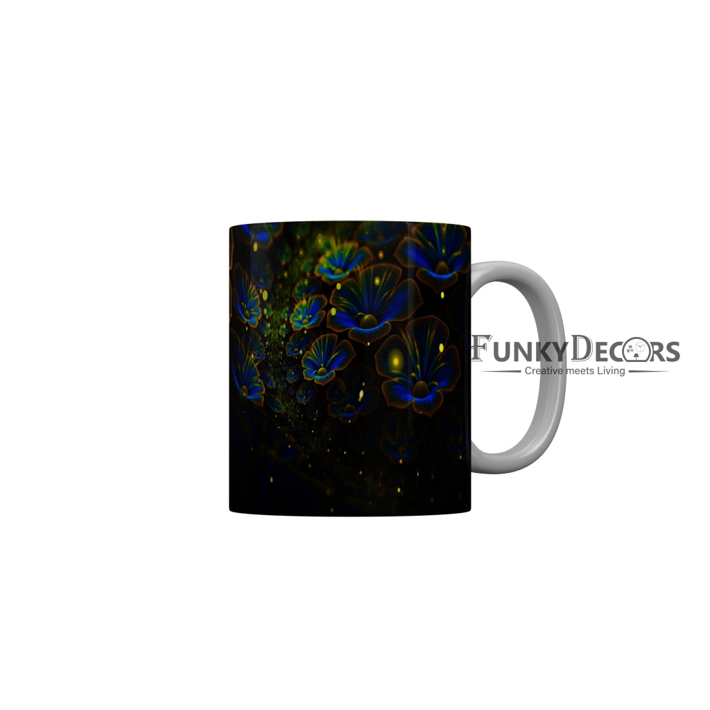 FunkyDecors Peaccock Flower Pattern Ceramic Coffee Mug