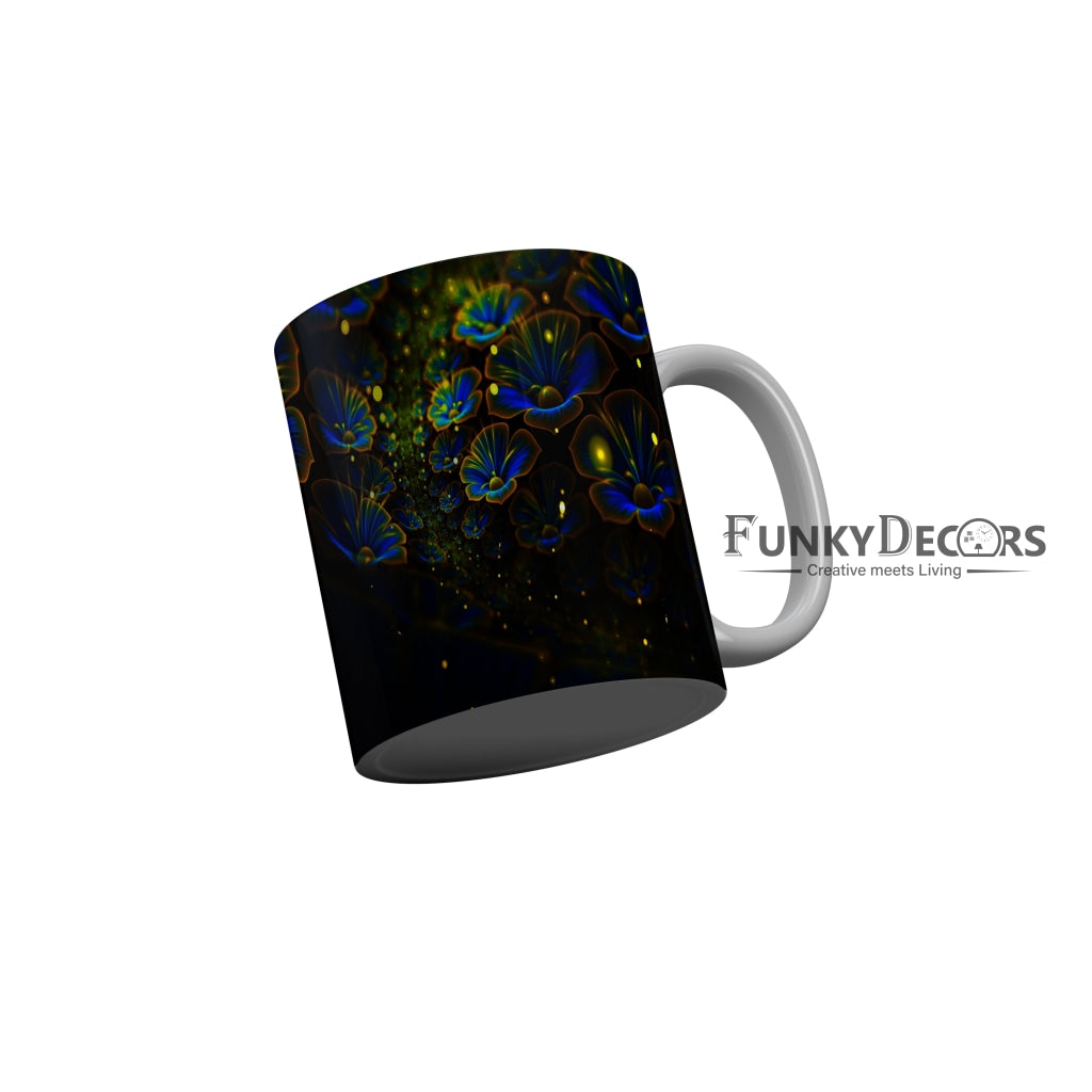 FunkyDecors Peaccock Flower Pattern Ceramic Coffee Mug