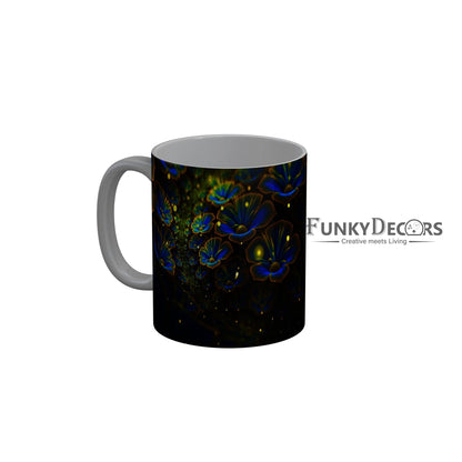 FunkyDecors Peaccock Flower Pattern Ceramic Coffee Mug