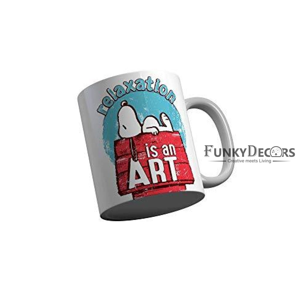 Funkydecors Peanuts Cartoon Ceramic Mug 350 Ml Multicolor Mugs