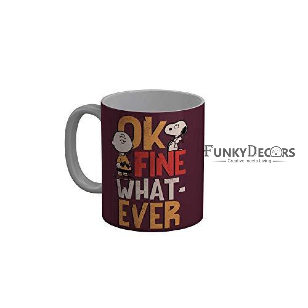 Funkydecors Peanuts Cartoon Ceramic Mug 350 Ml Multicolor Mugs