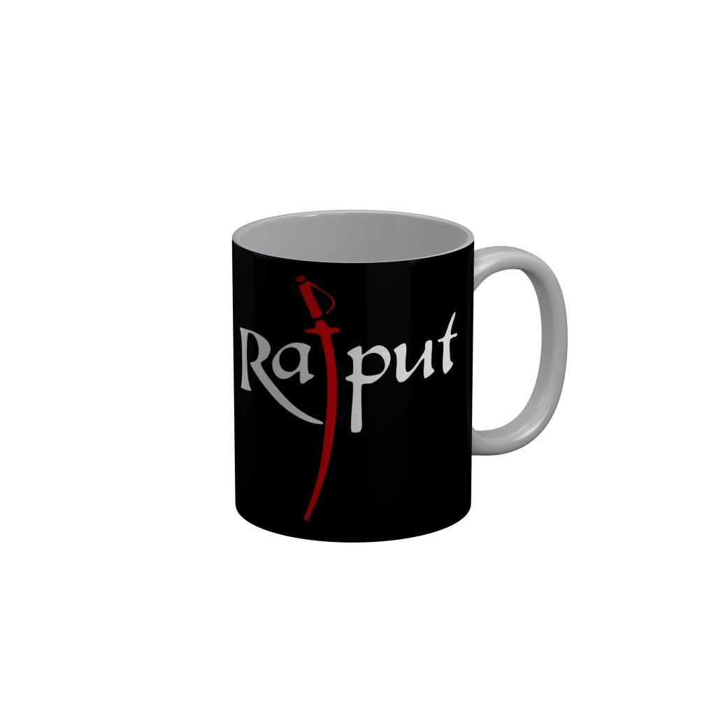 FunkyDecors Rajput Black Quotes Ceramic Coffee Mug, 350 ml