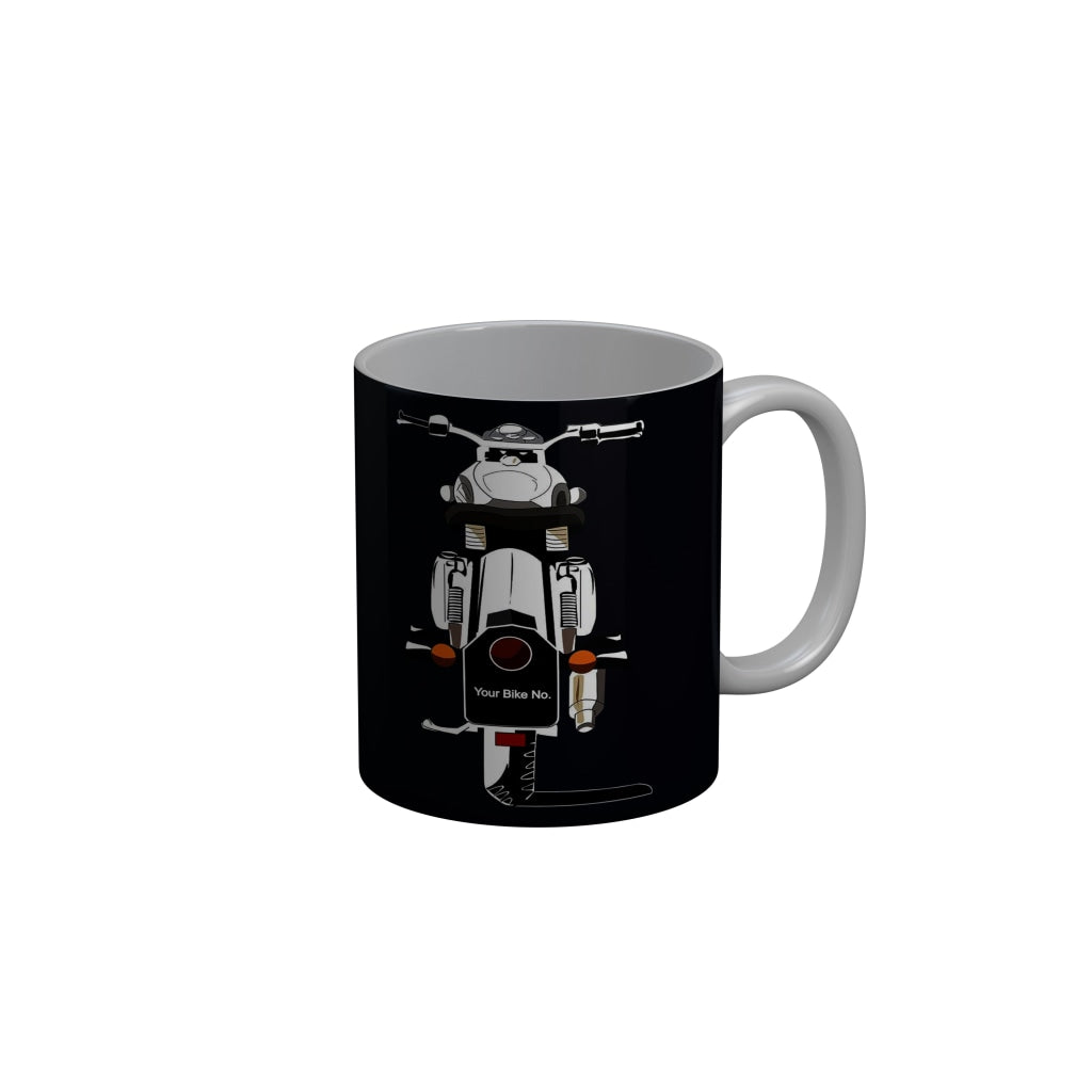 FunkyDecors Royal Enfield Black Ceramic Coffee Mug, 350 ml