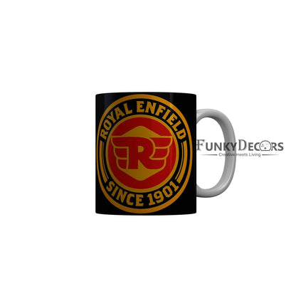 FunkyDecors Royal Enfield Since 1901 Black Ceramic Coffee Mug, 350 ml