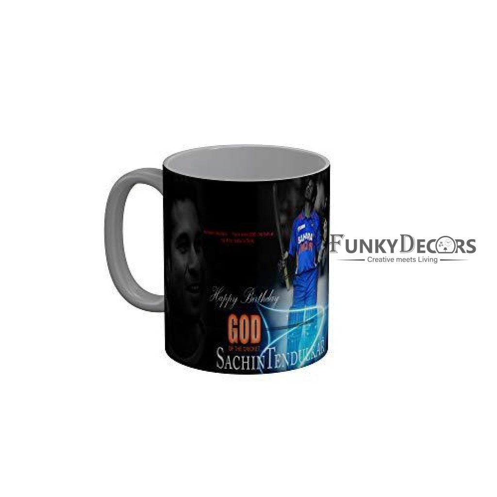 Funkydecors Sachion Tendulkar Indian Cricket Team Player Ceramic Mug 350 Ml Multicolor Mugs