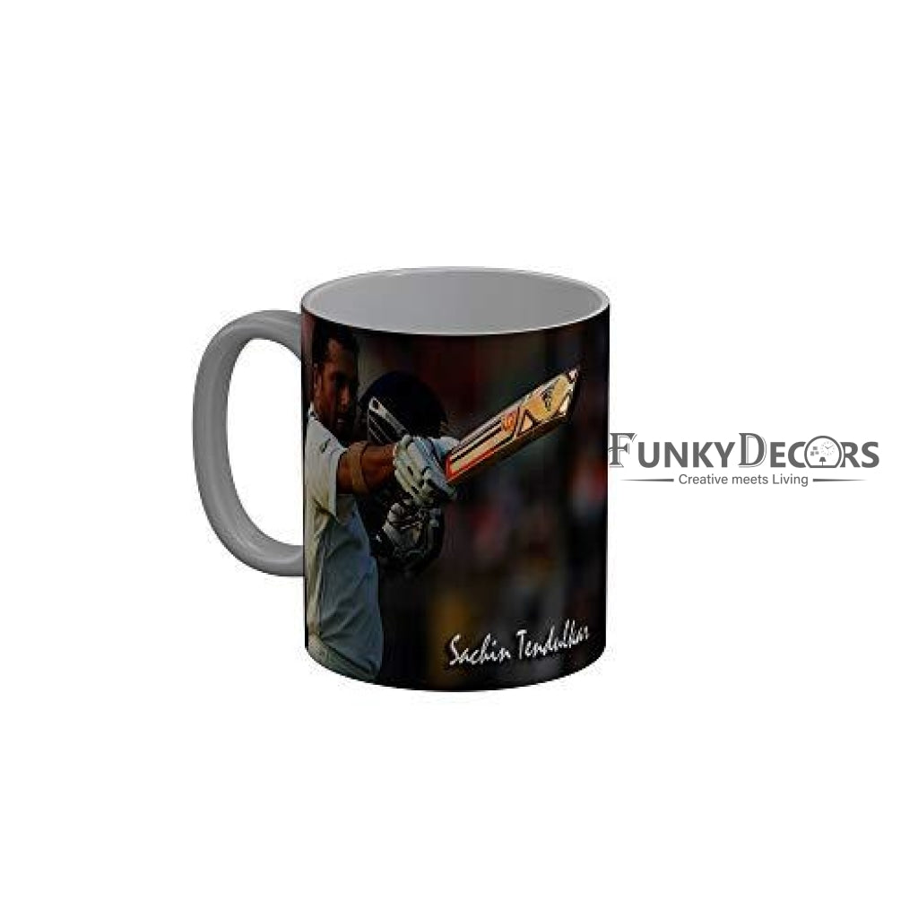 Funkydecors Sachion Tendulkar Indian Cricket Team Player Ceramic Mug 350 Ml Multicolor Mugs
