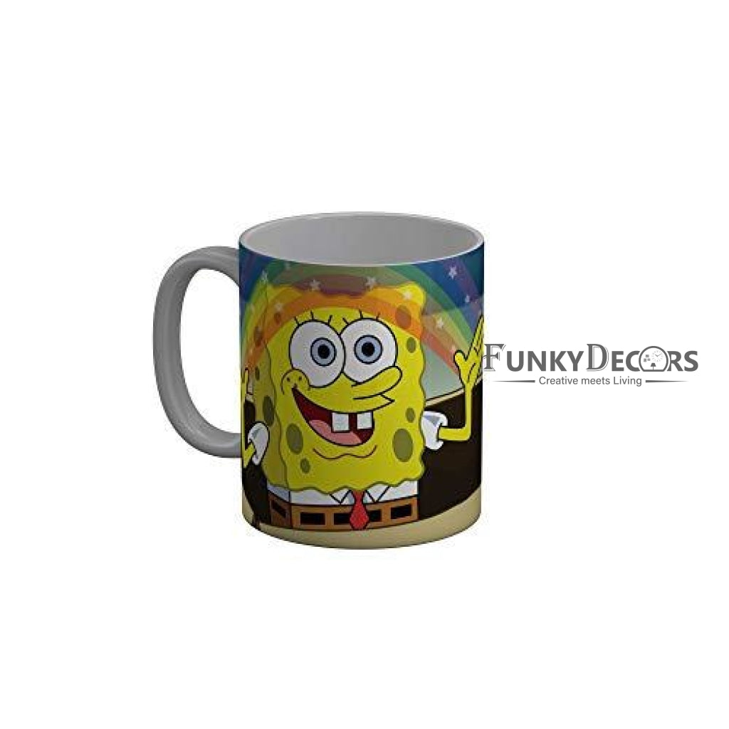 Funkydecors Sponge Bob Cartoon Ceramic Mug 350 Ml Multicolor Mugs