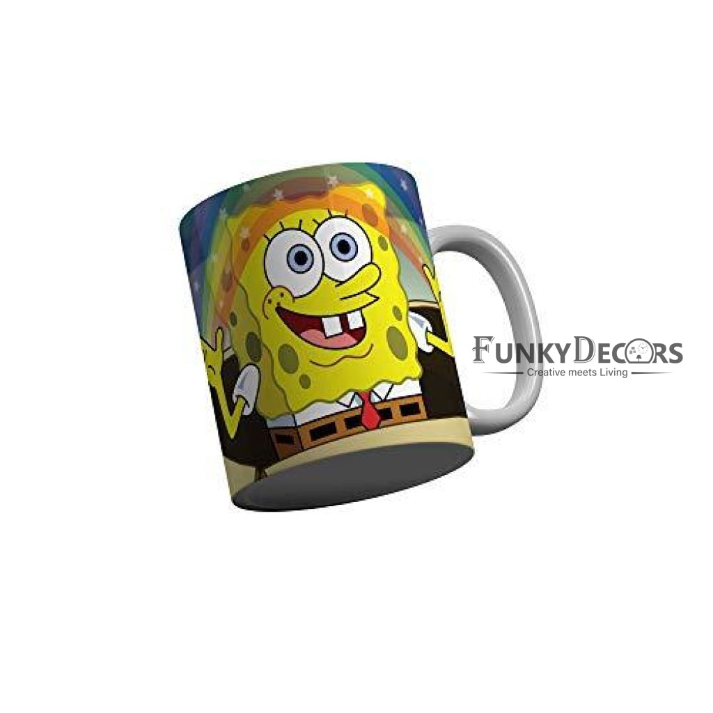 Funkydecors Sponge Bob Cartoon Ceramic Mug 350 Ml Multicolor Mugs