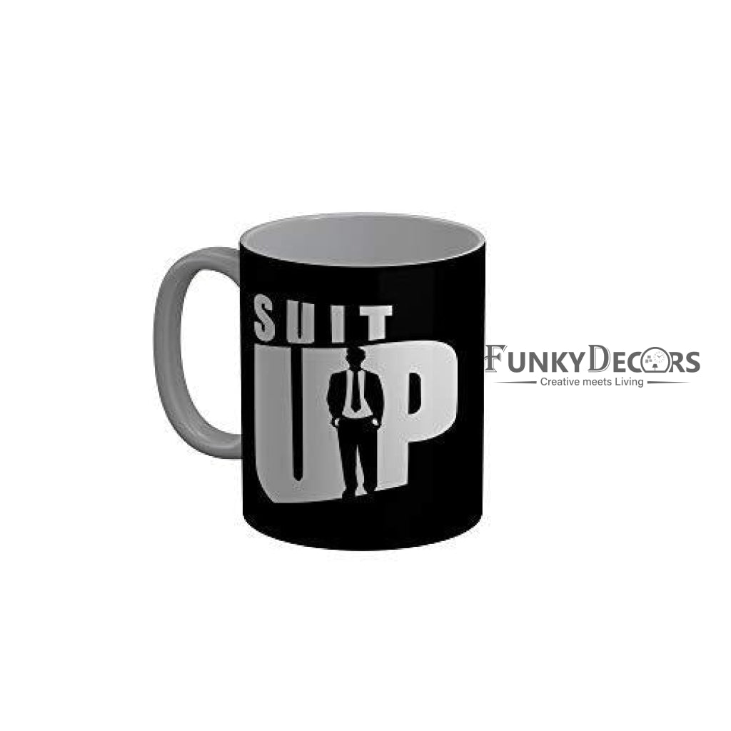 Funkydecors Suit Up Black Quotes Ceramic Coffee Mug 350 Ml Mugs