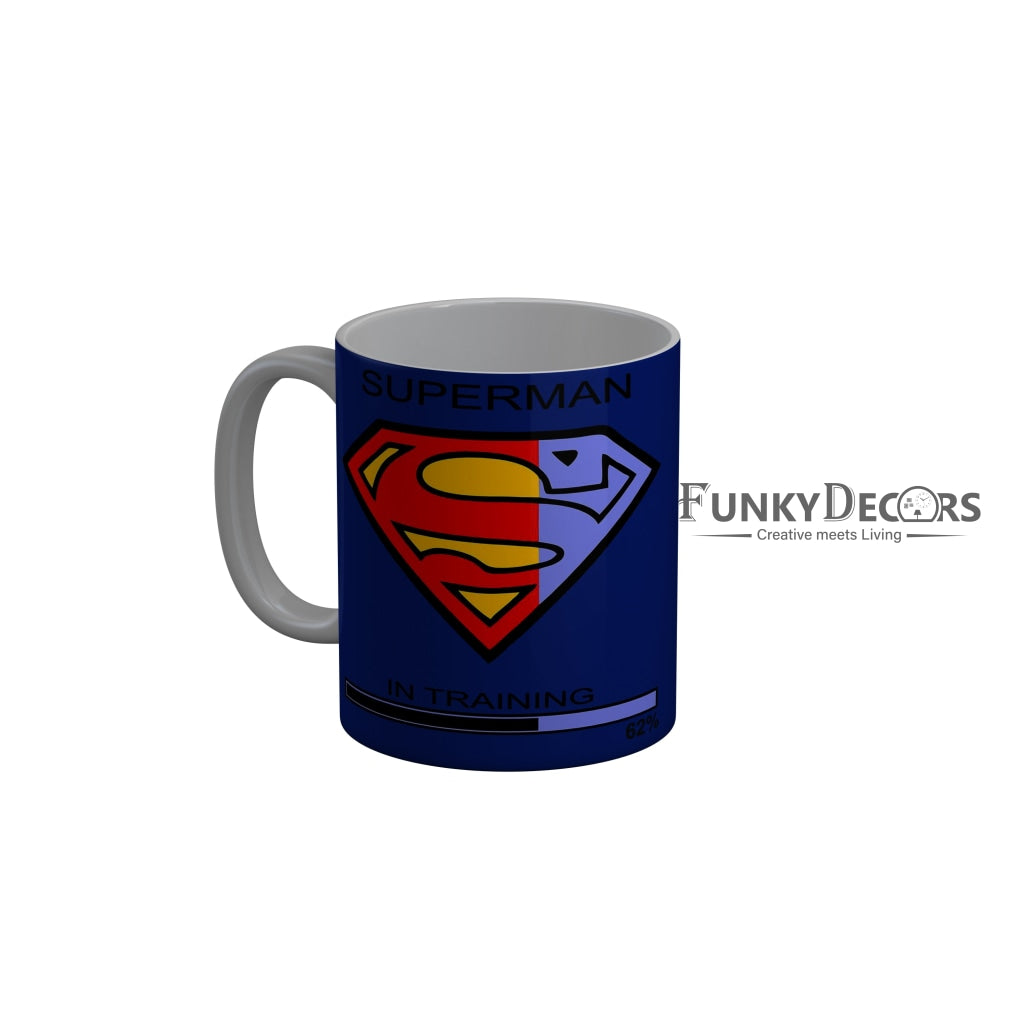 FunkyDecors Superman Blue Quotes Ceramic Coffee Mug, 350 ml