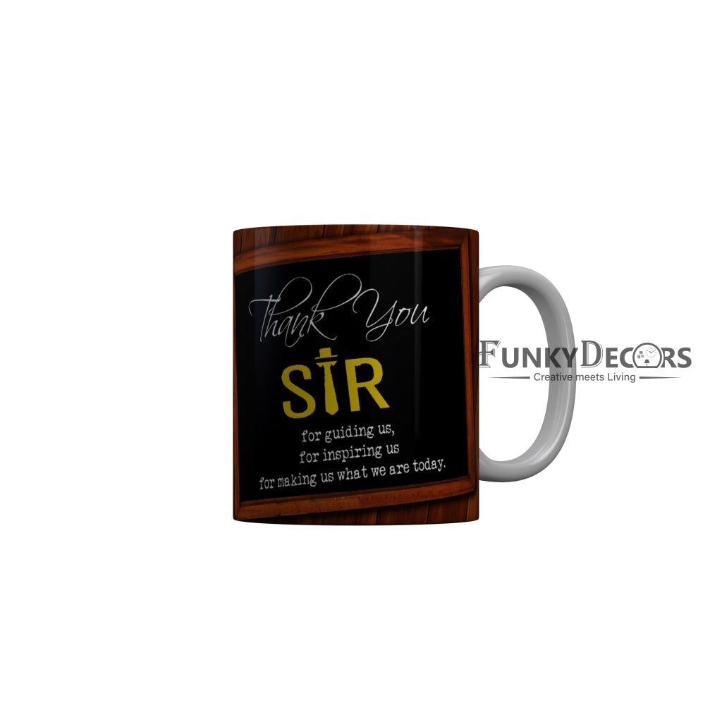 FunkyDecors Teachers Day Thank You Sir World Greatest Teacher Gift for Teacher for Mentor Ceramic Coffee Mug