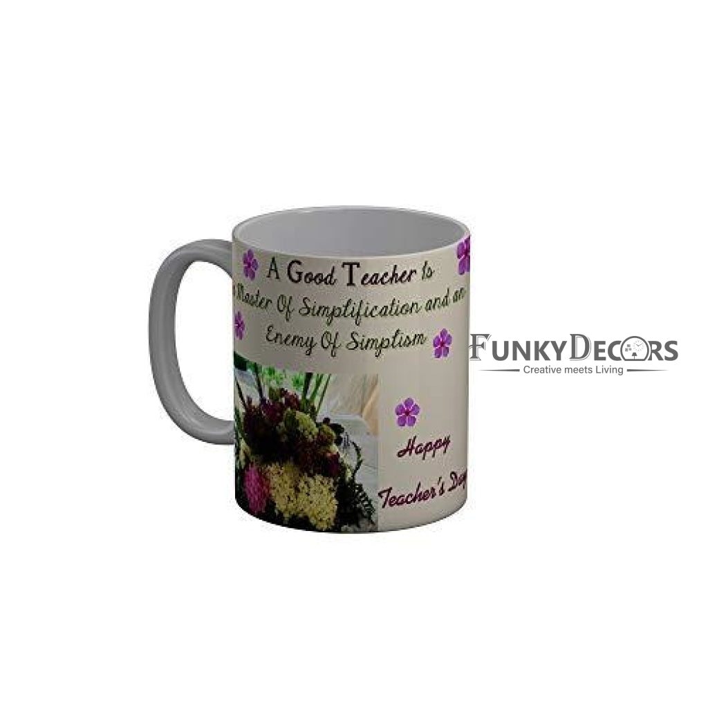 Funkydecors Teachers Day Thank You Teacher World Greatest Ceramic Mug 350 Ml Multicolor Mugs