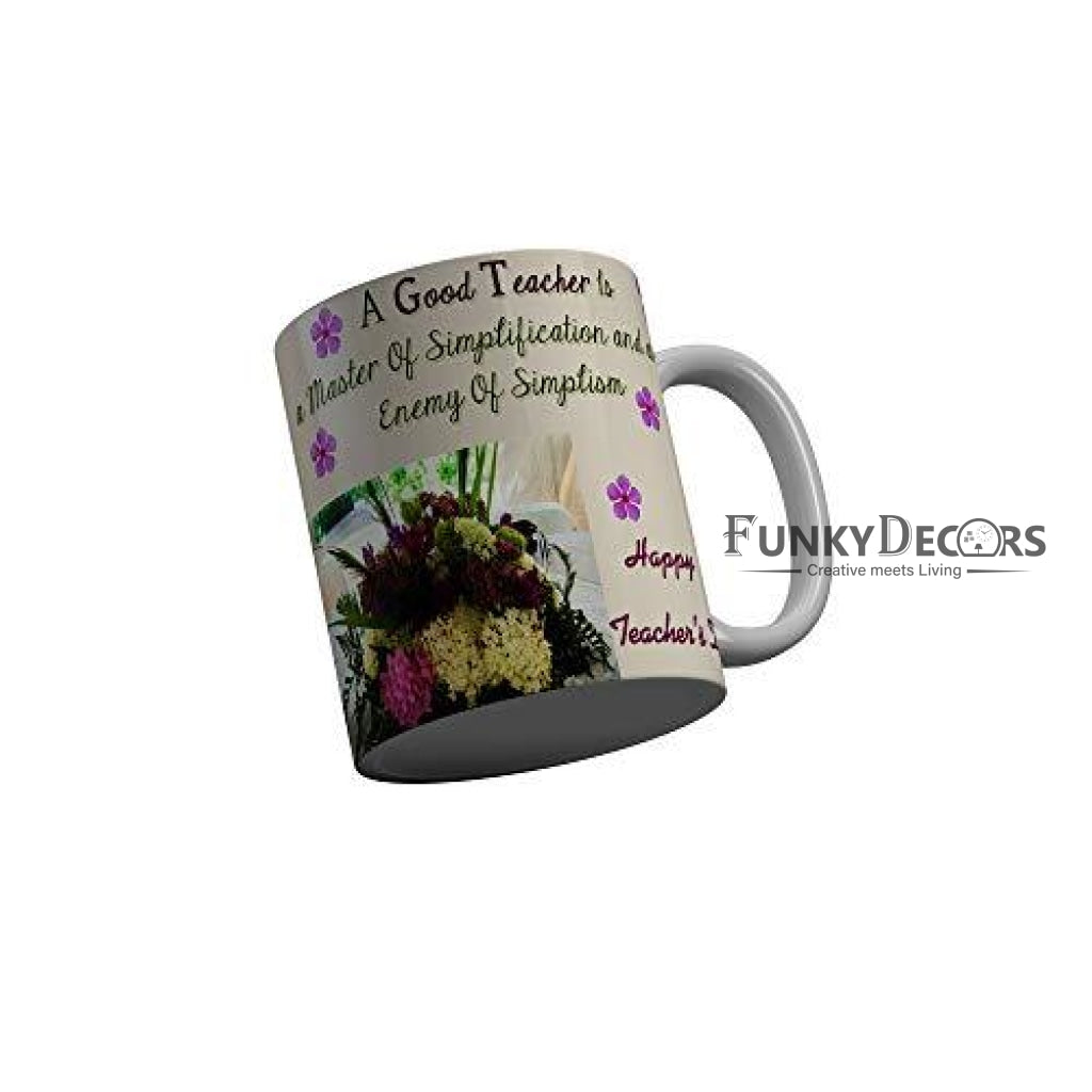Funkydecors Teachers Day Thank You Teacher World Greatest Ceramic Mug 350 Ml Multicolor Mugs