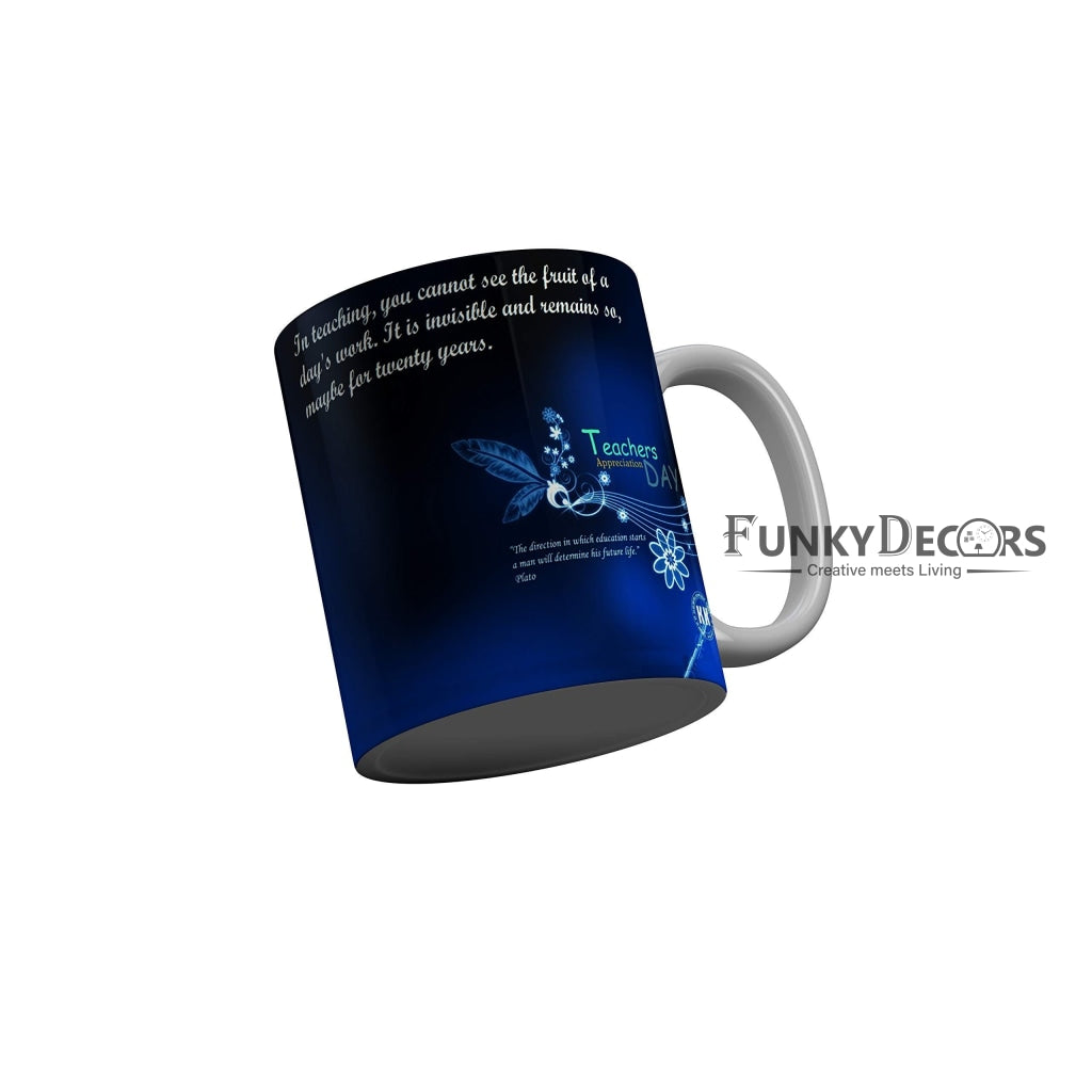 Funkydecors Teachers Day Thank You Teacher World Greatest Ceramic Mug 350 Ml Multicolor Mugs