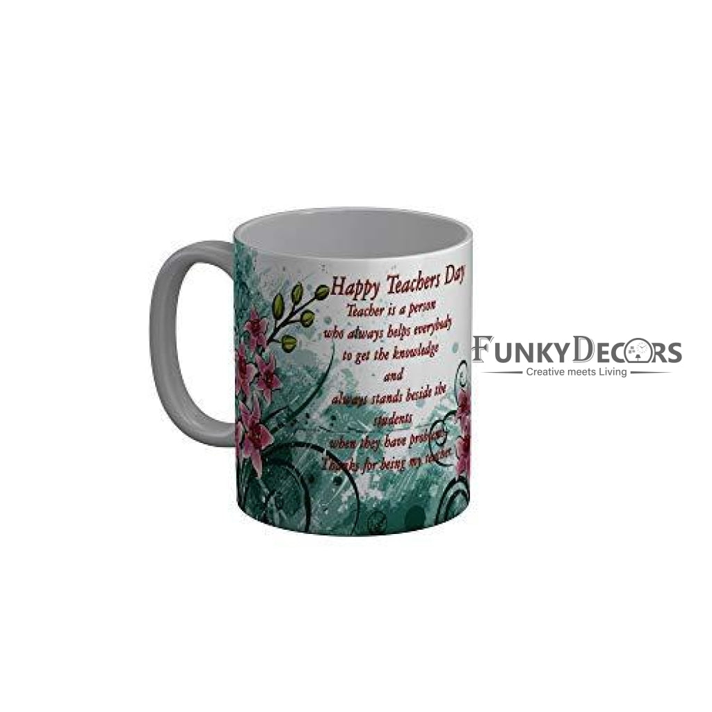 Funkydecors Teachers Day Thank You Teacher World Greatest Ceramic Mug 350 Ml Multicolor Mugs