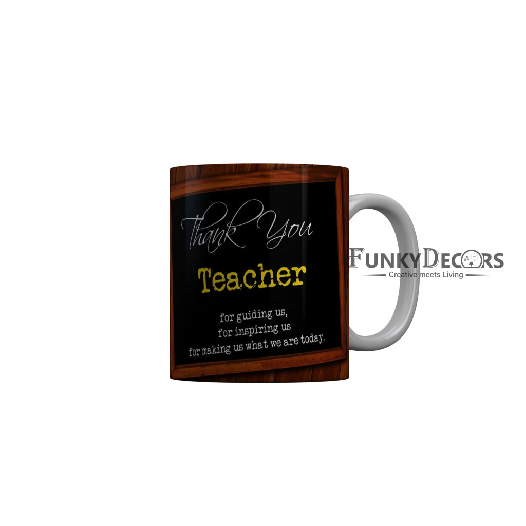 FunkyDecors Teachers Day Thank You Teacher World Greatest Teacher Gift for Teacher for Mentor Ceramic Coffee Mug