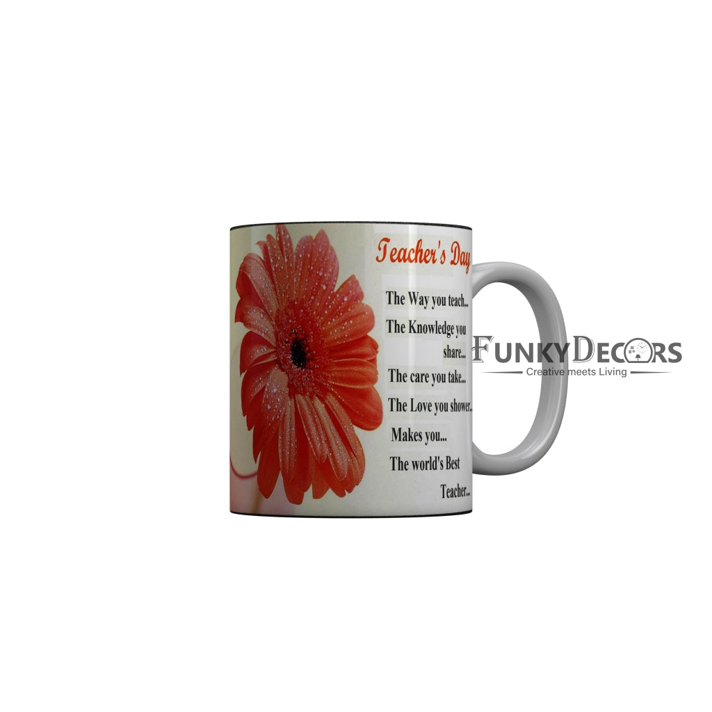 FunkyDecors Teachers Day Thank You Teacher World Greatest Teacher Gift for Teacher for Mentor Ceramic Coffee Mug