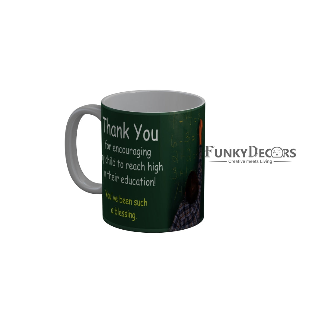 FunkyDecors Teachers Day Thank You Teacher World Greatest Teacher Gift for Teacher for Mentor Ceramic Coffee Mug