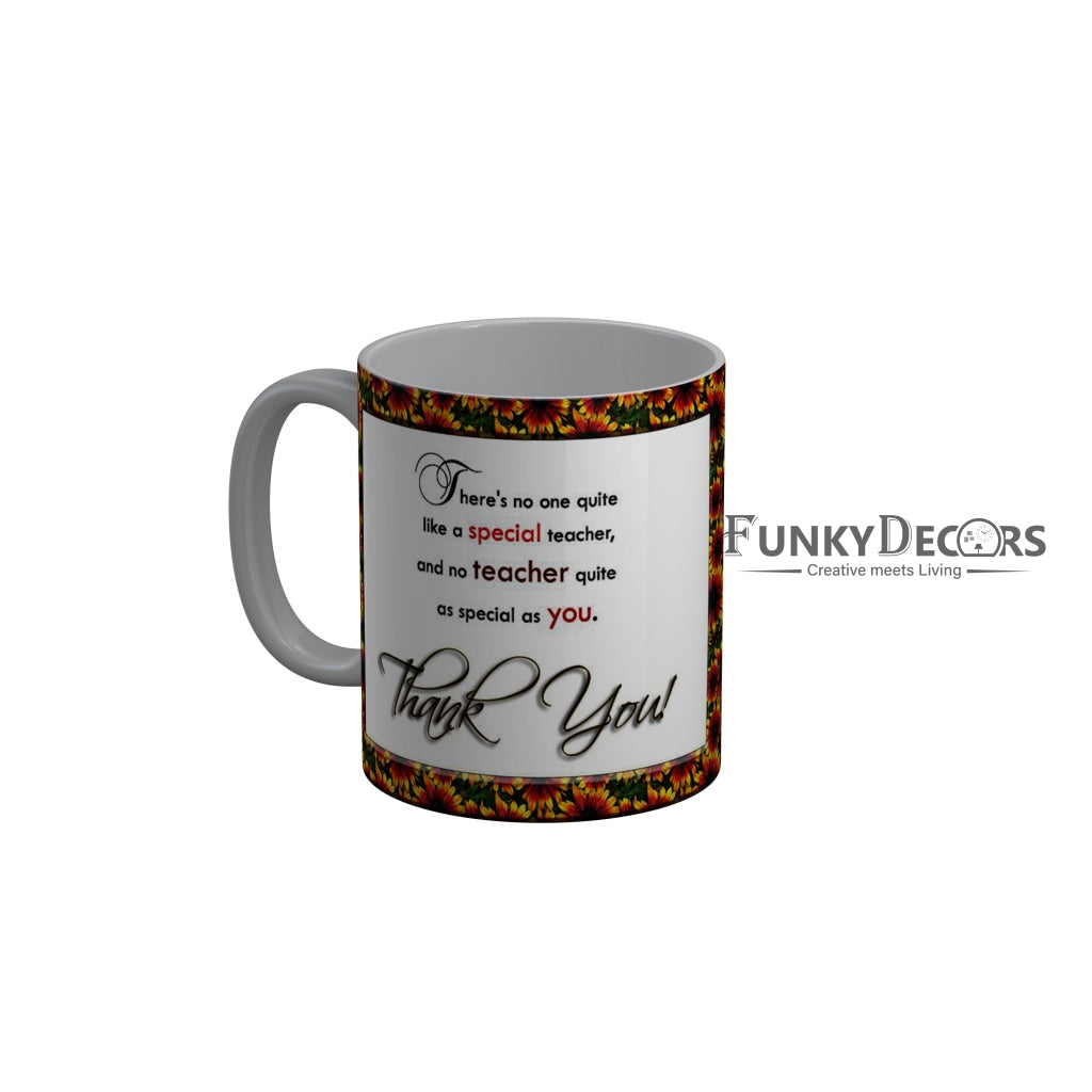 FunkyDecors Teachers Day Thank You Teacher World Greatest Teacher Gift for Teacher for Mentor Ceramic Coffee Mug