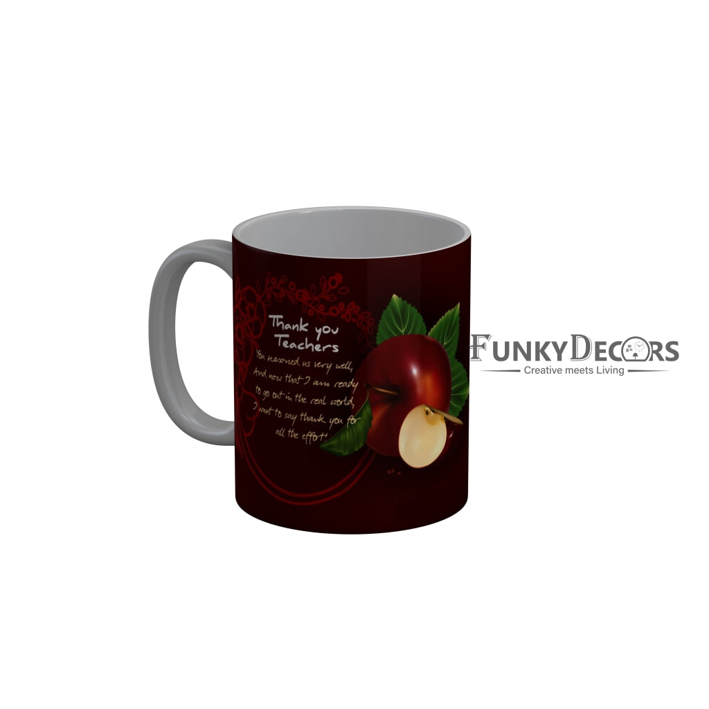 FunkyDecors Teachers Day Thank You Teacher World Greatest Teacher Gift for Teacher for Mentor Ceramic Coffee Mug