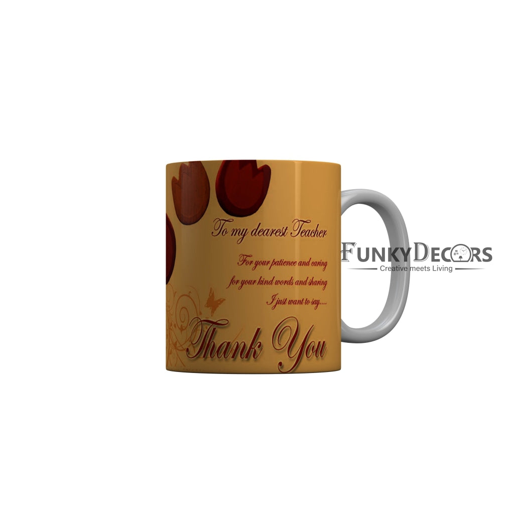 FunkyDecors Teachers Day Thank You Teacher World Greatest Teacher Gift for Teacher for Mentor Ceramic Coffee Mug