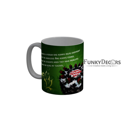 FunkyDecors Teachers Day Thank You Teacher World Greatest Teacher Gift for Teacher for Mentor Ceramic Coffee Mug