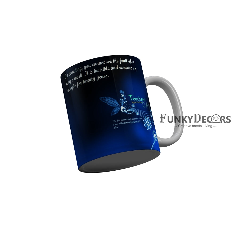 FunkyDecors Teachers Day Thank You Teacher World Greatest Teacher Gift for Teacher for Mentor Ceramic Coffee Mug