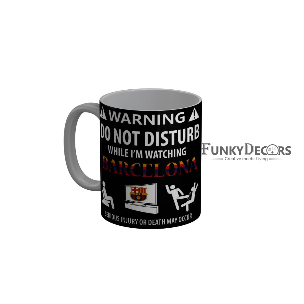 FunkyDecors Warning Do Not Disturb Black Funny Quotes Ceramic Coffee Mug, 350 ml