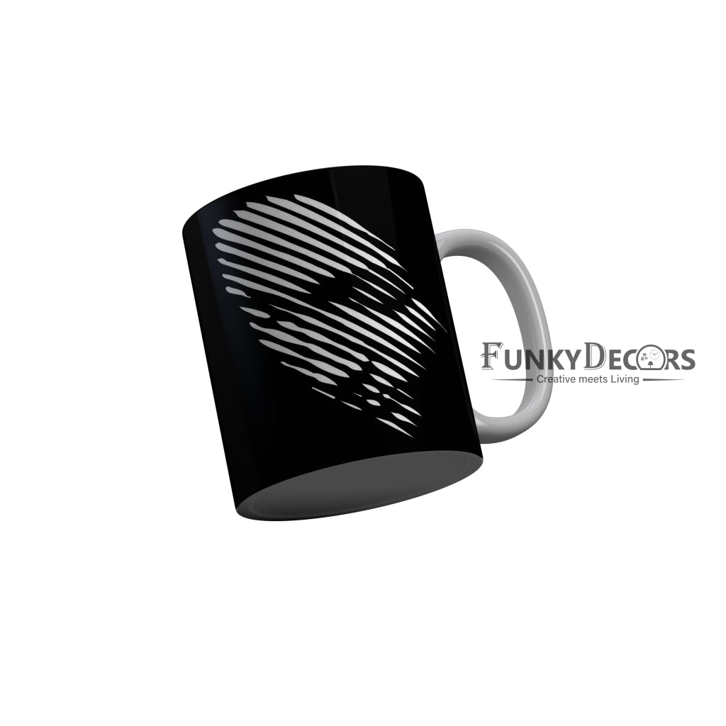 FunkyDecors Women Face Black Ceramic Coffee Mug, 350 ml