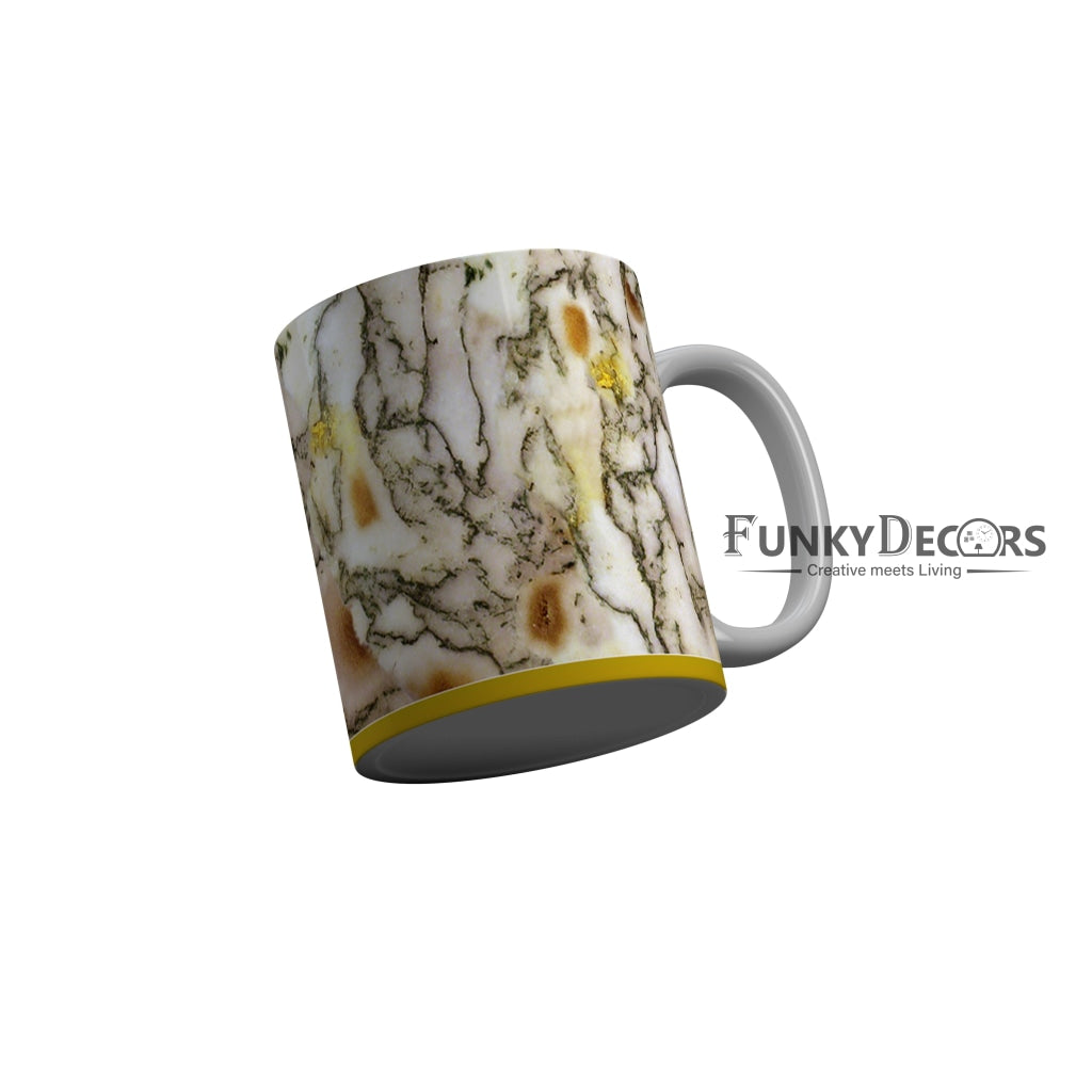 FunkyDecors Yellow Marble Pattern Ceramic Coffee Mug