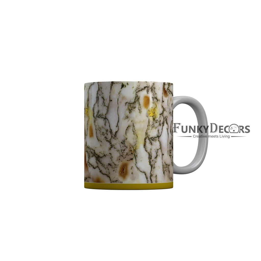 FunkyDecors Yellow Marble Pattern Ceramic Coffee Mug