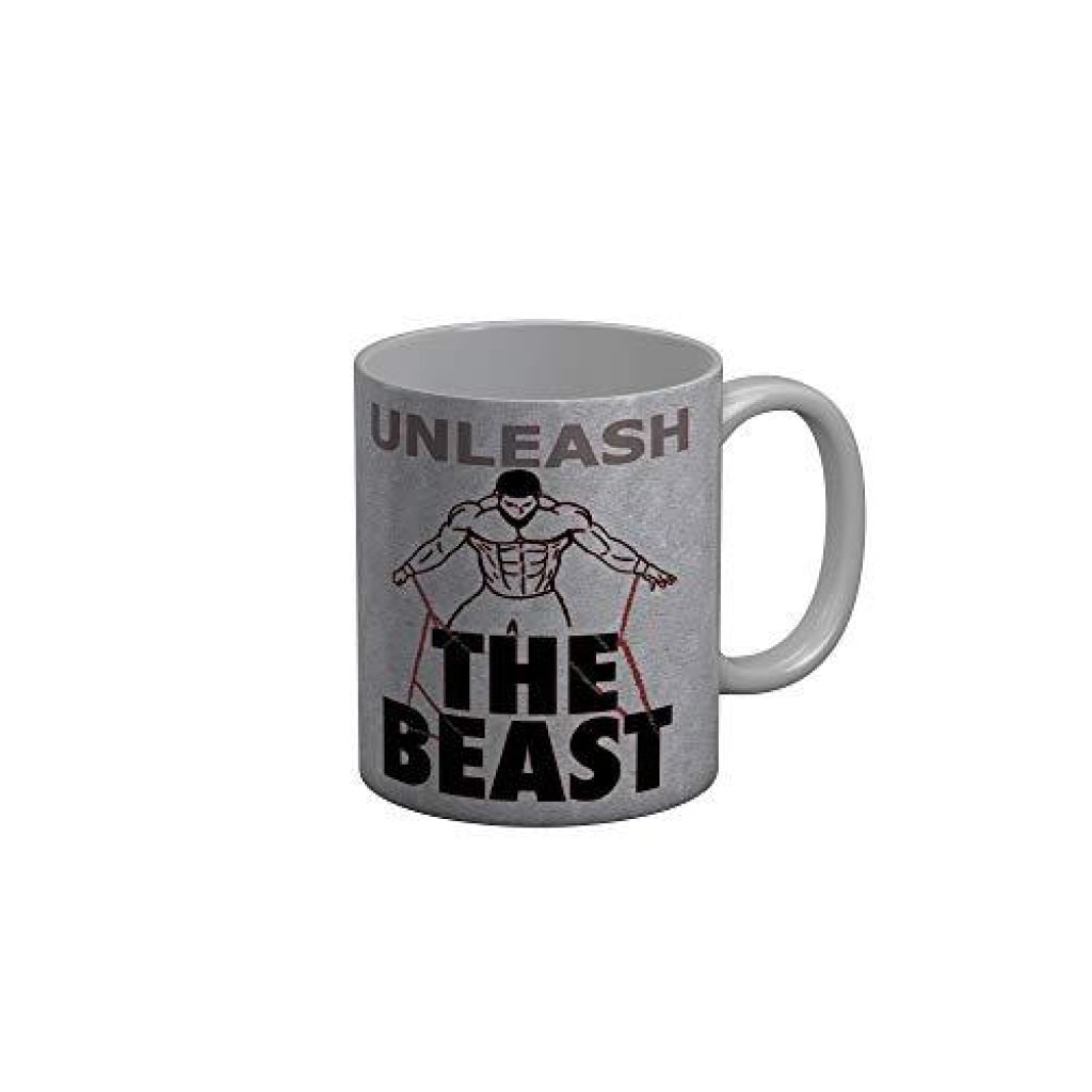 Funkydecorsunleash The Beast Grey Quotes Ceramic Coffee Mug 350 Ml Mugs