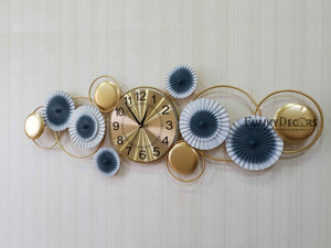 Funkytradition 3D Luxury Flower Colorful Metal Wall Clock And Art Watch Decor For Home Office Gifts