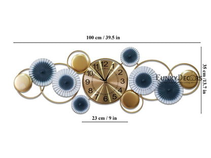 Funkytradition 3D Luxury Flower Colorful Metal Wall Clock And Art Watch Decor For Home Office Gifts