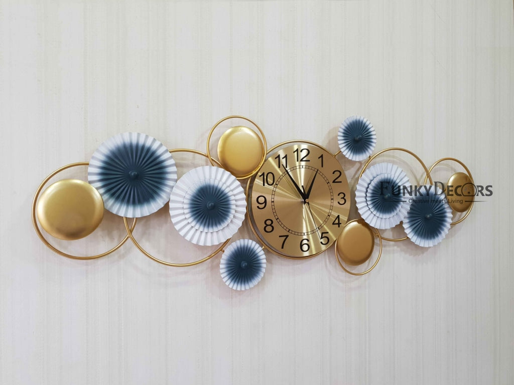 FunkyDecors 3D Luxury Flower Colorful Metal Wall Clock And Art Watch Decor For Home Office Gifts