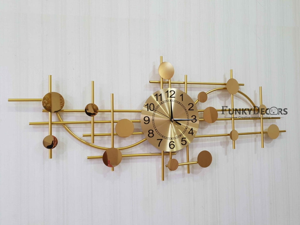 FunkyDecors 3D Luxury Mirror Glass Colorful Metal Wall Clock And Art Watch Decor For Home Office
