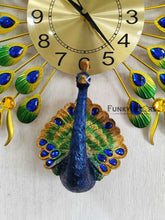 Load image into Gallery viewer, Funkytradition 3D Peacock Feather Open Wall Clock Watch Decor For Home Office And Gifts 55 Cm Tall
