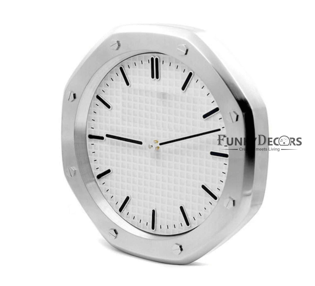 FunkyDecors Ap Luxury Stainless Steel Wall Clock For Royal Home And Bungalows Watch Clocks