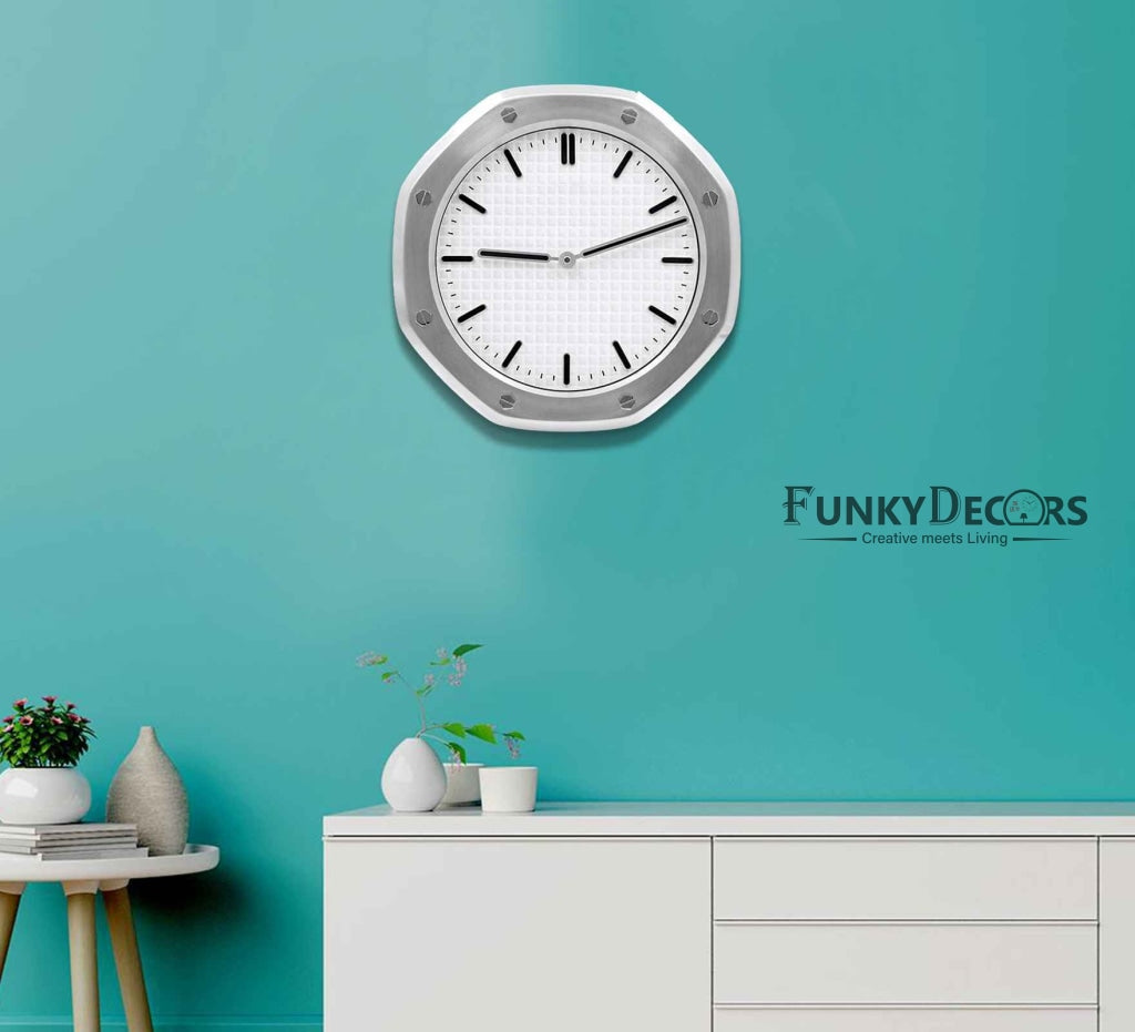 FunkyDecors Ap Luxury Stainless Steel Wall Clock For Royal Home And Bungalows Watch Clocks