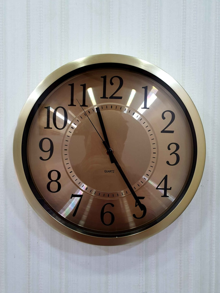 FunkyDecors Big Font Minimal Wall Clock Watch Decor For Home Office And Gifts 30 Cm Tall Golden