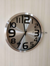 Load image into Gallery viewer, Funkytradition Big Font Silver Minimal Wall Clock Watch Decor For Home Office And Gifts 30 Cm Tall
