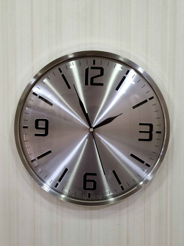 FunkyDecors Big Font Silver Minimal Wall Clock Watch Decor For Home Office And Gifts 34 Cm Tall