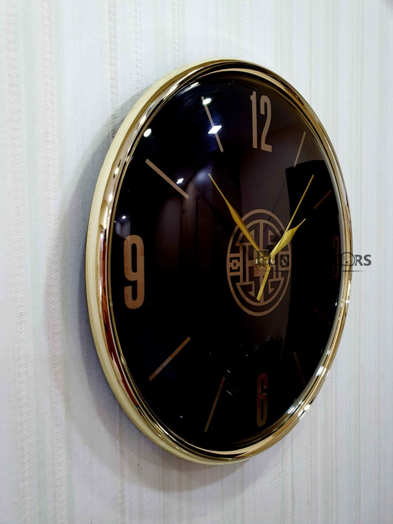 Funkytradition Black Golden Minimal Wall Clock Watch Decor For Home Office And Gifts 35 Cm Tall